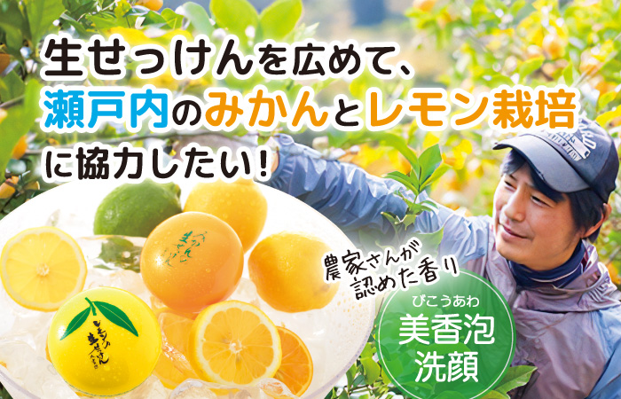 Spread raw soap、I want to cooperate with tangerine and lemon cultivation in Setouchi!